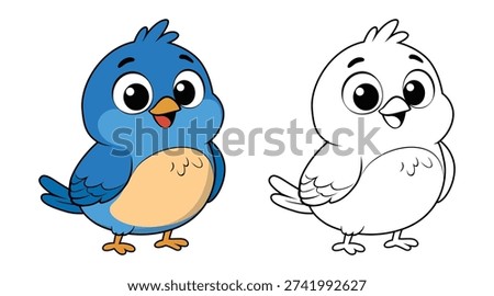 Cute Bird Cartoon Coloring Page For Kids. Animal Coloring Book Printable Illustration. illustration of a Bird.