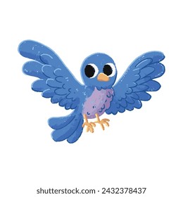 cute bird cartoon in crayon style editable Colorful vector hand drawn illustration for children. baby designs for cards, poster decorations, t-shirt prints, stickers, icons and others