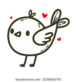 cute bird cartoon doodle hand drawn vector illustration template design