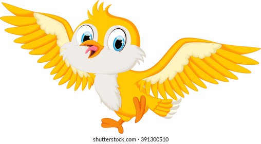 Cute bird cartoon flying