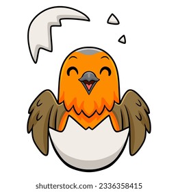 Cute bird cartoon inside from egg