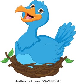 cute bird cartoon in nest