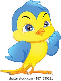 cute bird cartoon on a white background