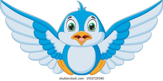 cute bird cartoon on a white background