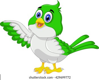 Cute bird cartoon posing