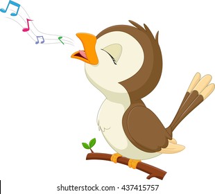 cute bird cartoon singing