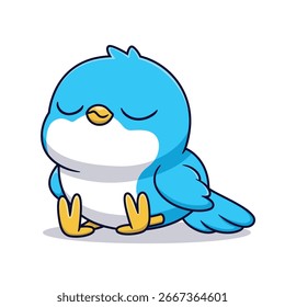 Ilustración linda del Vector de la historieta del pájaro. Icono de Naturaleza Animal Concepto Aislado Premium Vector. Estilo plano de la historieta