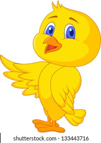 Cute bird cartoon waving