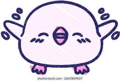 Dibujo de tiza de pájaro lindo en color neón brillante