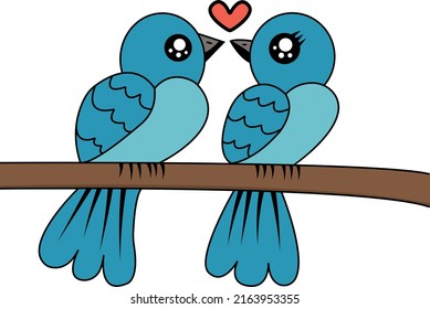 Cute Bird Character , Birds Couple , Vector , Love Bird EPS And Image