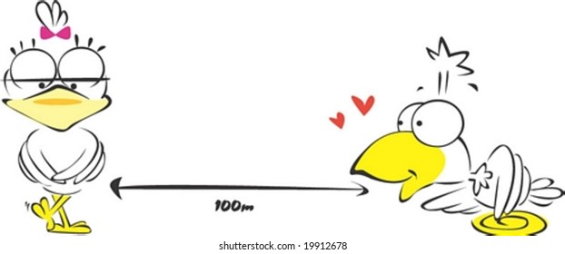 Cute Bird Character - isolated on white background : vector illustration