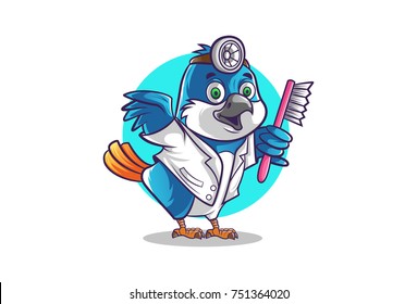 Cute Bird Character Mascot. Vector Illustration. Isolated on white background.
