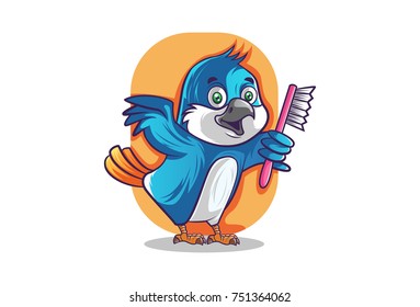 Cute Bird Character Mascot. Vector Illustration. Isolated on white background.
