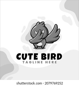 cute bird character vector design