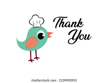 cute bird chef thank you cartoon vector