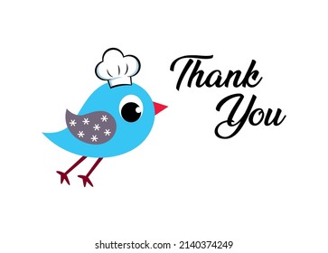 cute bird chef thank you cartoon vector