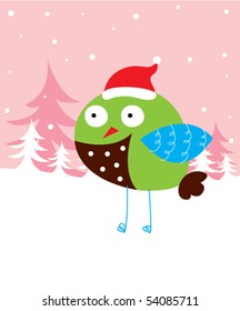 cute bird in christmas