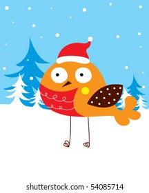 cute bird in christmas