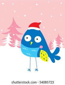 cute bird in christmas
