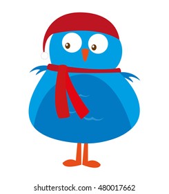 cute bird christmas isolated icon vector illustration design