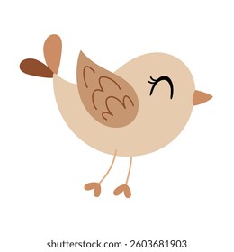 Cute bird clipart isolated cartoon character. Hand drawn vector illustration in flat style