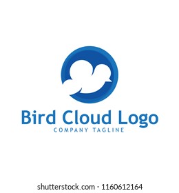 Cute Bird Cloud Logo
