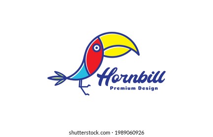 cute bird colorful hornbill logo vector symbol icon design graphic illustration