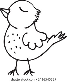 Cute Bird Coloring Doodle Illustration