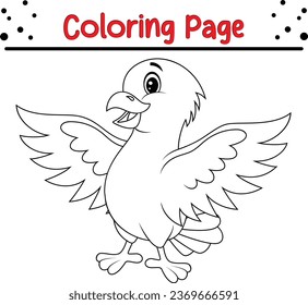 Cute Bird coloring page. black and white vector illustration for a coloring book.