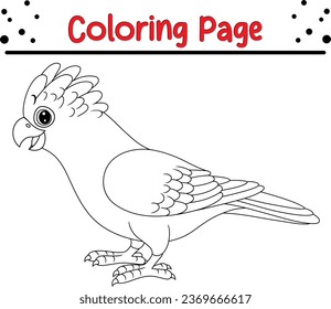 Cute Bird coloring page. black and white vector illustration for a coloring book.