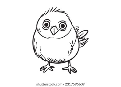 Cute Bird Coloring Pages, Kids Coloring Book, Birds Character Vector Illustration