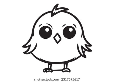 Cute Bird Coloring Pages, Kids Coloring Book, Birds Character Vector Illustration