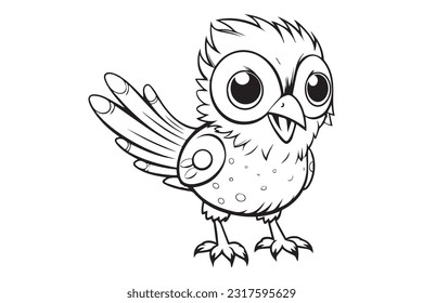 Cute Bird Coloring Pages, Kids Coloring Book, Birds Character Vector Illustration