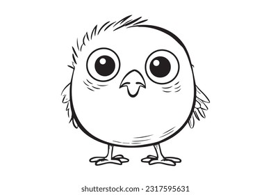 Cute Bird Coloring Pages, Kids Coloring Book, Birds Character Vector Illustration