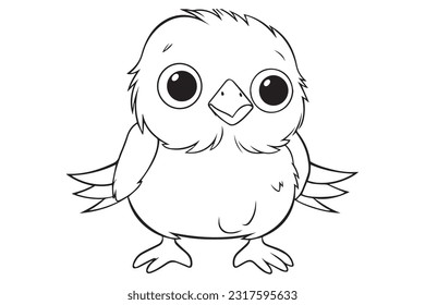 Cute Bird Coloring Pages, Kids Coloring Book, Birds Character Vector Illustration