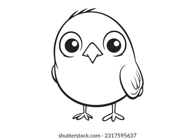 Cute Bird Coloring Pages, Kids Coloring Book, Birds Character Vector Illustration