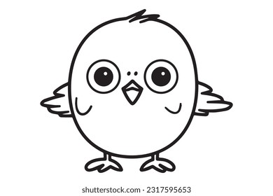 Cute Bird Coloring Pages, Kids Coloring Book, Birds Character Vector Illustration