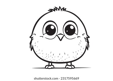 Cute Bird Coloring Pages, Kids Coloring Book, Birds Character Vector Illustration