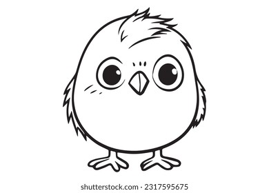Cute Bird Coloring Pages, Kids Coloring Book, Birds Character Vector Illustration