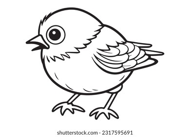 Cute Bird Coloring Pages, Kids Coloring Book, Birds Character Vector Illustration