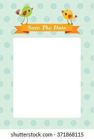 cute bird couple save the date wedding invitation card