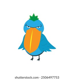 Cute Bird Design with Fierce and Cynical Expression. Can be used as a sticker, send message emoticon.