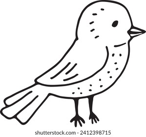 Cute Bird in Doodle Style Kids Coloring Illustration