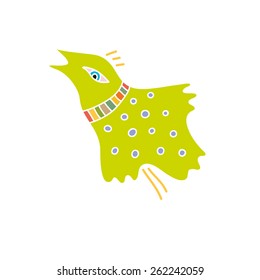 Cute bird. Drawing in ethnic style.
