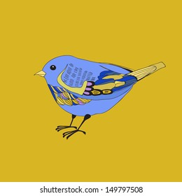 Cute bird drawing. Vector illustration
