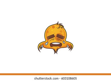 Cute Bird Emoji Crying. Vector Illustration. Isolated on white background.