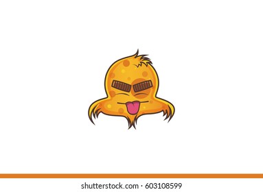 Cute Bird Emoji Teasing. Vector Illustration. Isolated on white background.