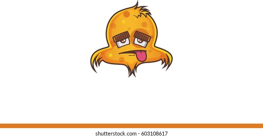 Cute Bird Emoji Tired with tongue sticking out. Vector Illustration. Isolated on white background.