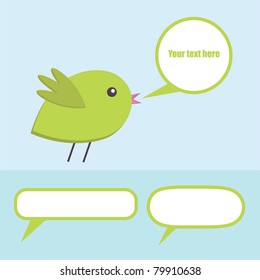 cute bird with empty bubble charts for text. vector illustration