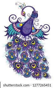 Cute bird. Fantasy peacock